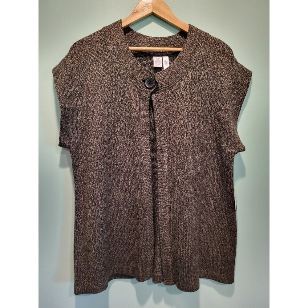 NWOT Black Brown Short Sleeve 1 Button Cardigan Sweater Bobbie Brooks Sz 2X
